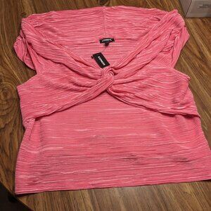 Express women's size XL pink party top, shimmery, semi-sheer, new w/tags